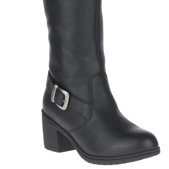 Harley-Davidson Black Knee-High Lace-Up Heeled Boots - Picture 8 of 12